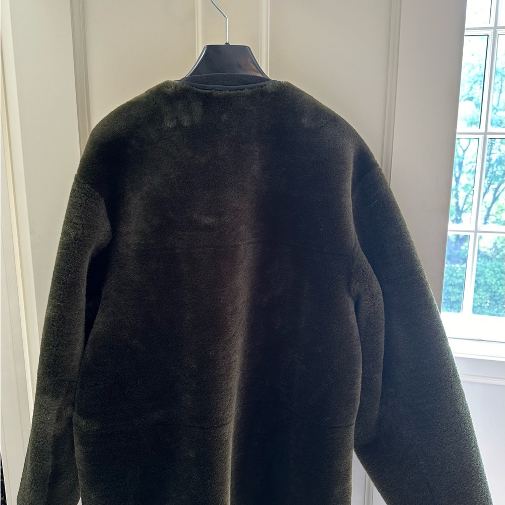 Mango Olive Green Faux Shearling Toggle Jacket - Picture 3 of 4